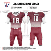 Custom Red Gradient Check American Football Jersey & Stripe Integrated Pants